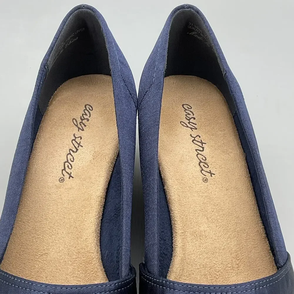 NEW Easy Street Women’s Jasper Wedge Sandals Navy Size 7.5N